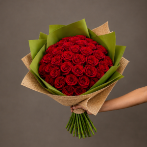Buquê de Rosas Vermelhas com Embalagem Rústica